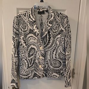 Relativity Design Lab Women's Black and White Cotton Blend Blazer, Size M (1206)